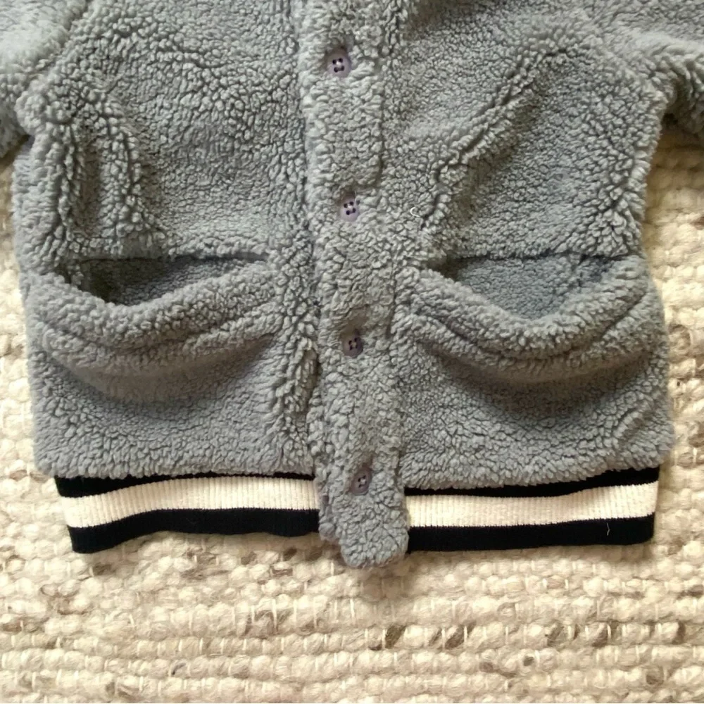 Monica + Andy Grey Sherpa Bomber Hooded Jacket, 3T, NWOT